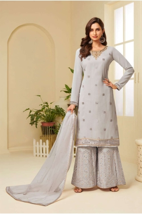 Grey Georgette Eid Palazzo Suit PZ1660