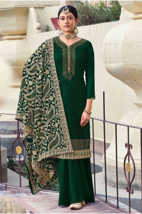 Green Georgette Palazzo Suit PZ1679