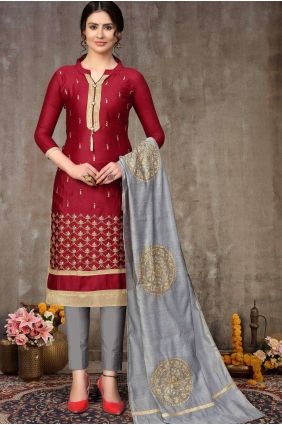 Maroon Cotton Eid Salwar Kameez SK13678