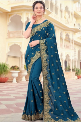 Silk Party Wear Saree in Mor peach with Embroidered SR19001