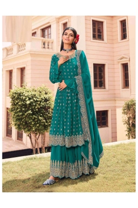 Embroidered Faux georgette Eid Palazzo Suit in Rama PZ2665
