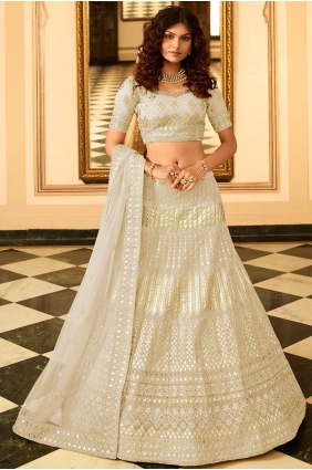 Grey Wedding Lehenga Choli in Embroidered Organza LC4668