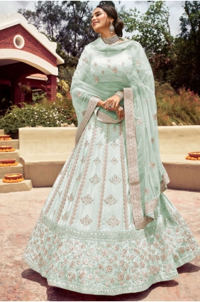 Crepe Embroidered Sky blue Wedding Lehenga Choli with Dupatta LC4706