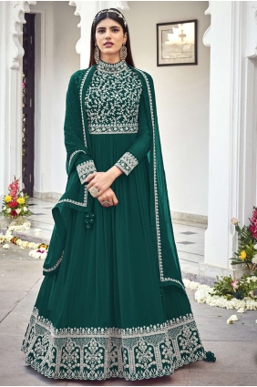 Faux georgette Eid Anarkali Suit with Embroidered AS3015