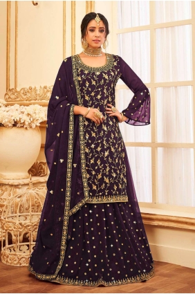 Embroidered Georgette Pakistani Suit in Wine SS0900