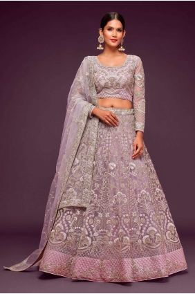Embroidered Soft net Wedding Lehenga Choli in Orchid LC6883