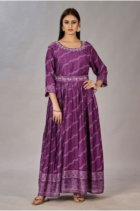 Muslin Kurti in Purple with Digital print GW0764