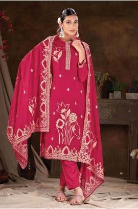 Viscose Salwar Kameez in Yellow with Embroidered SK154116