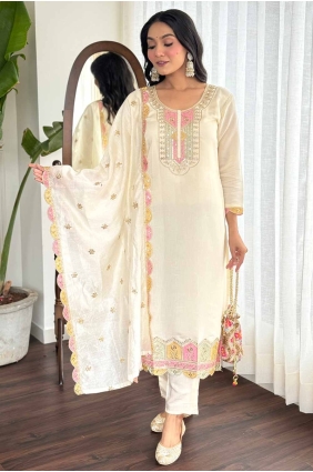 Mustard Hand Viscose Straight Pant Suit SK154715