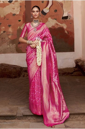 Pink Weaving Saree in Banarasi silk SR27725