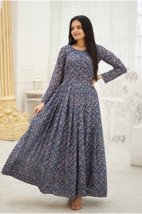 Multicolor Gown Dress in Embroidered Faux georgette GW1020