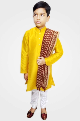 Yellow Art silk Boy Kurta BYU0008