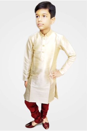 Cream Art silk Boy Kurta byu0010