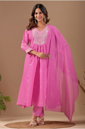 Chanderi Chanderi Straight Pant Suit with Embroidered SK159197