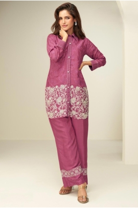 Pink Indo Western Kurti in Sequins Chiffon SK156097