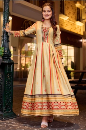 Cream Weaving Gown Dress in Rayon GW1170