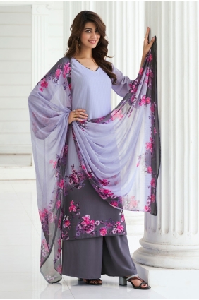Crepe Salwar Kameez in Multicolor with Digital print SK156067