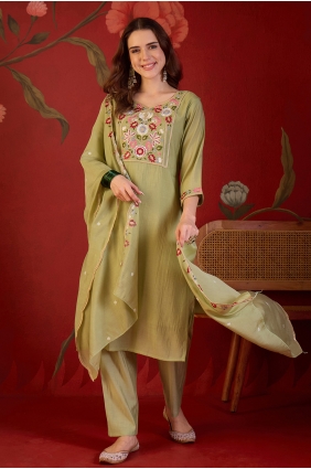 Cotton Pista Straight Pant Suit in Embroidered SK159246