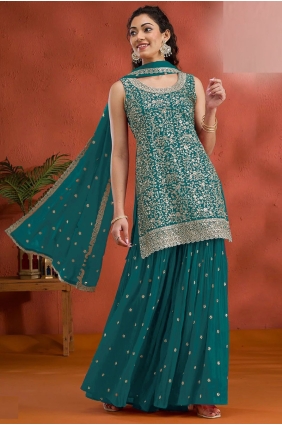 Georgette Palazzo Suit with Embroidered PZ4231
