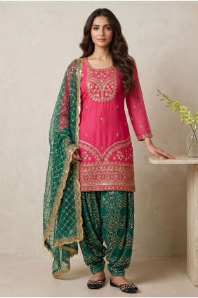 Pink Faux georgette Salwar Kameez with Sequins SK159158