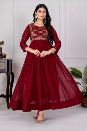 Embroidered Silk Gown Dress in Off white GW1138