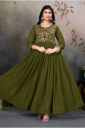 Embroidered Silk Gown Dress in Purple GW1139