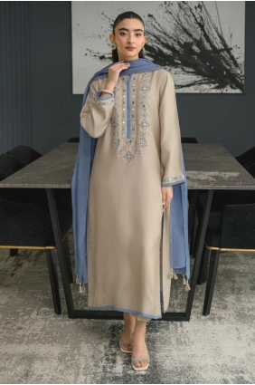 Embroidered Chanderi Grey Salwar Kameez with Dupatta SK15854