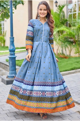 Weaving Rayon Grey Gown Dress with Dupatta GW1172