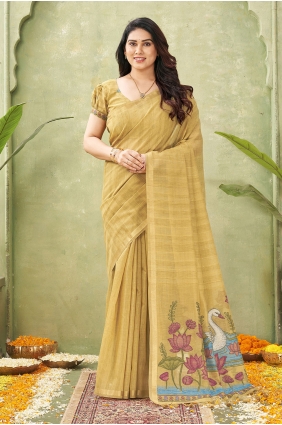 Mustard Saree in Weaving Cotton SR30407