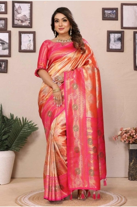 Orange Weaving Saree in Banarasi silk SR28252