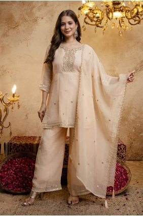 Organza Chiku Palazzo Suit in Embroidered PZ4546