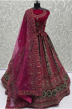 Pink Lehenga Choli with Embroidered Velvet LC8574