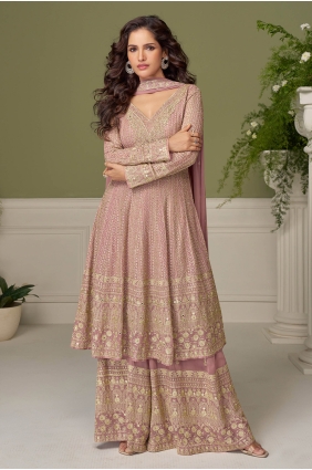 Georgette Georgette Palazzo Suit with Embroidered PZ4456