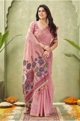 Pink Weaving Saree in Cotton SR30404