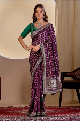 Silk Printed Wine Saree with Blouse SR30176