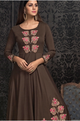 Dark brown Cotton Gown GW0026