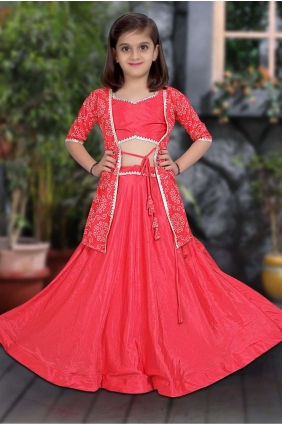 Silk Lehenga Choli with Printed in Rani pink GL0089