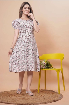 Multicolor Rayon Printed Gown Dress with Dupatta GW0718