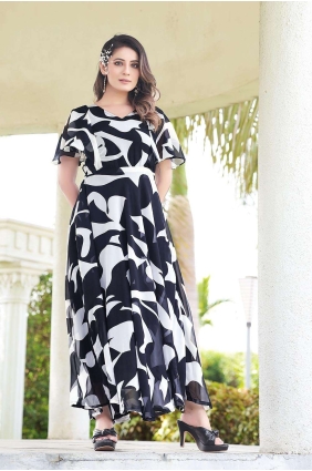 Digital print Georgette Gown Dress in Multicolor GW0737