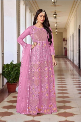 Net Net Anarkali Suit with Embroidered AS3900