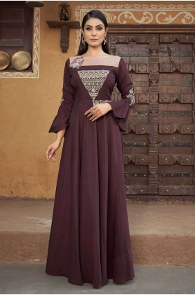 Muslin Muslin Gown Dress with Embroidered GW0841