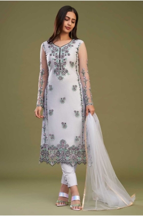 Salwar Kameez in Lavender Net with Embroidered SK154560