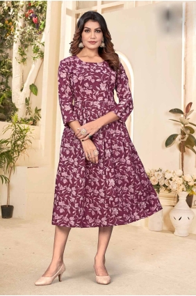 Gown Dress in Brown Cotton with Printed GW0987