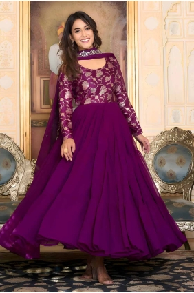 Zari Georgette Gown Dress in Wine GW1002