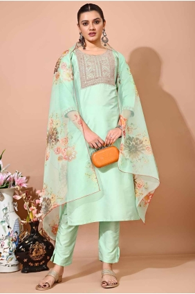 Aquamarine Kurti in Silk with Embroidered KTI2616