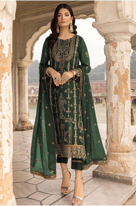 Georgette Eid Salwar Kameez with Embroidered in Green SK152886
