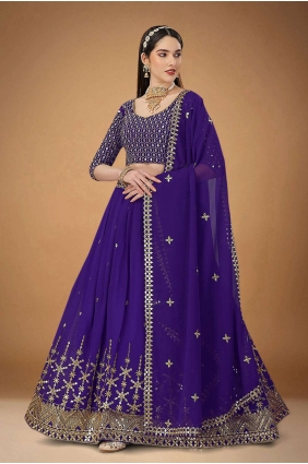 Wedding Lehenga Choli in Georgette Purple with Embroidered LC6843
