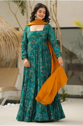 Rayon Gown Dress with Digital print in Rama GW1119