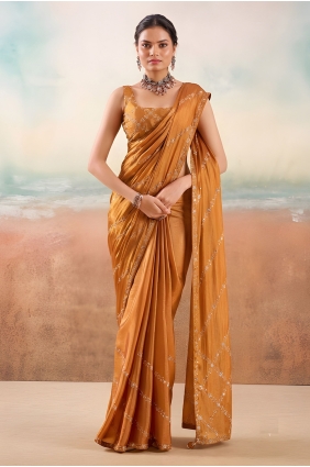 Chiffon Saree in Rust with Embroidered SR30315