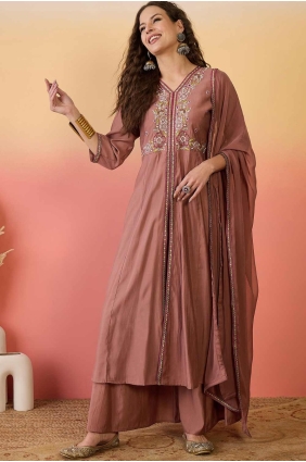 Silk Brown Sharara Suit with Dupatta SS1243
